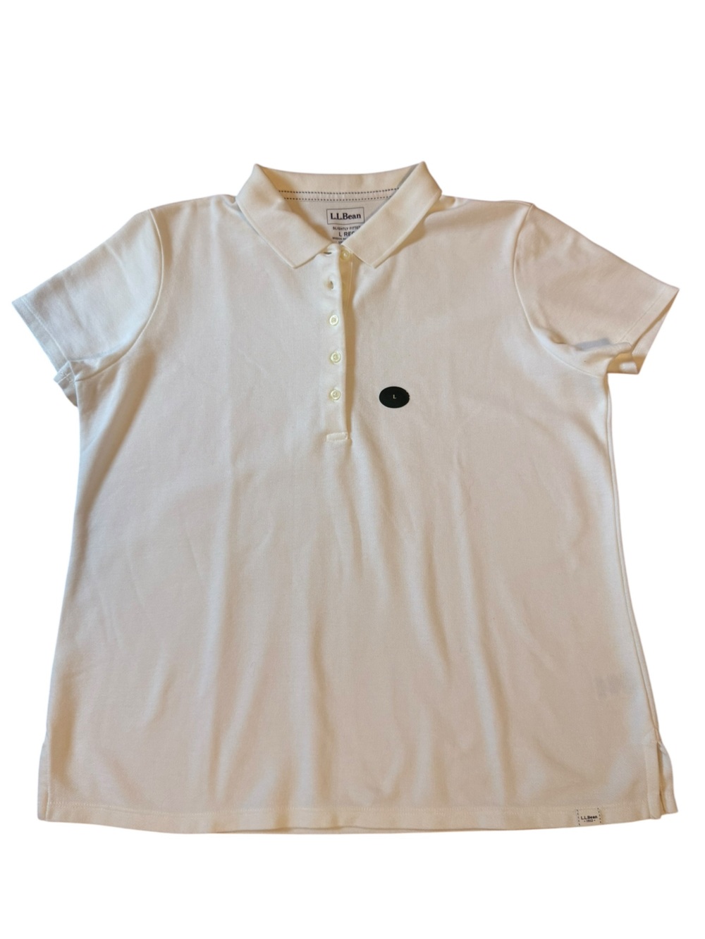 NWT L.L. Bean Cotton Short Sleeve Polo Shirt White Size Large - Picture 2 of 9